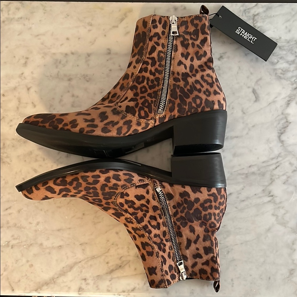 Straight To Hell Vegan Richards Leopard Boot NWT Men’s Sz 9 - Picture 4 of 12
